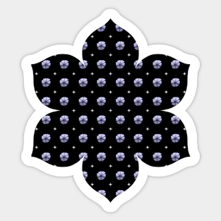 Rows of Stars and Flowers, Silver-Blue Sticker